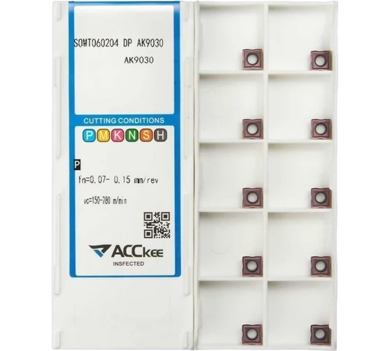 Пластина твердосплавная SOMT060204 DP, AK9030 10 шт ACCKee mi00002у для металлообработки с ЧПУ | Купить с доставкой, цена
