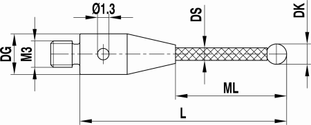 Стилус Renishaw M3 A-5555-3866, шарик из синтетического рубина Ø8 мм для щупа XXT, стержень из углеродного волокна, L 30 мм, ML 30 мм, для систем Zeiss